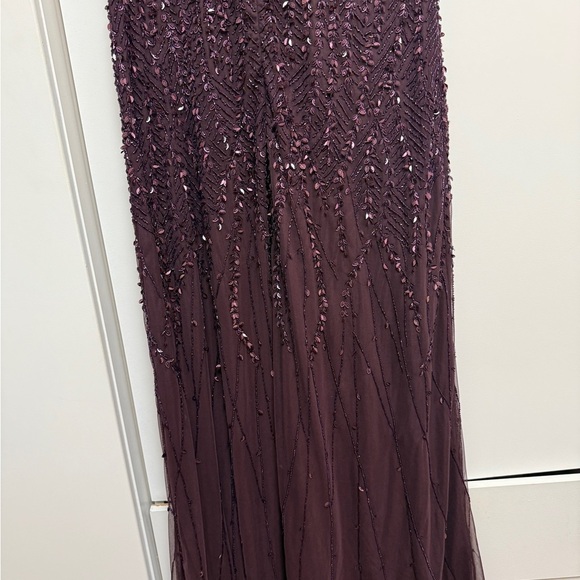 NWT | Mac Duggal 35109 Aubergine Purple Embellished Flutter Sleeve Gown Size12 - Picture 14 of 15